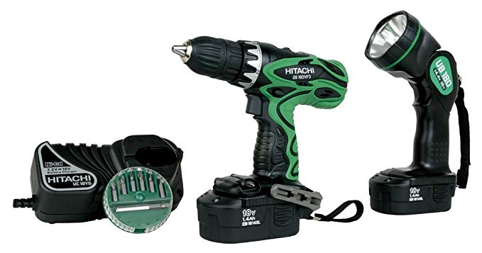 Factory-Reconditioned: Hitachi DS18DVF3 18-Volt Ni-Cad 1/2-Inch Cordless Drill/Driver Kit