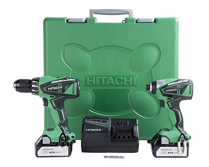 Hitachi KC18DBFL 18V Lithium Ion Brushless Hammer Drill and Impact Driver (DV18DBFL plus WH18DBFL) Combo Kit, 3.0Ah (Discontinued by manufacturer)