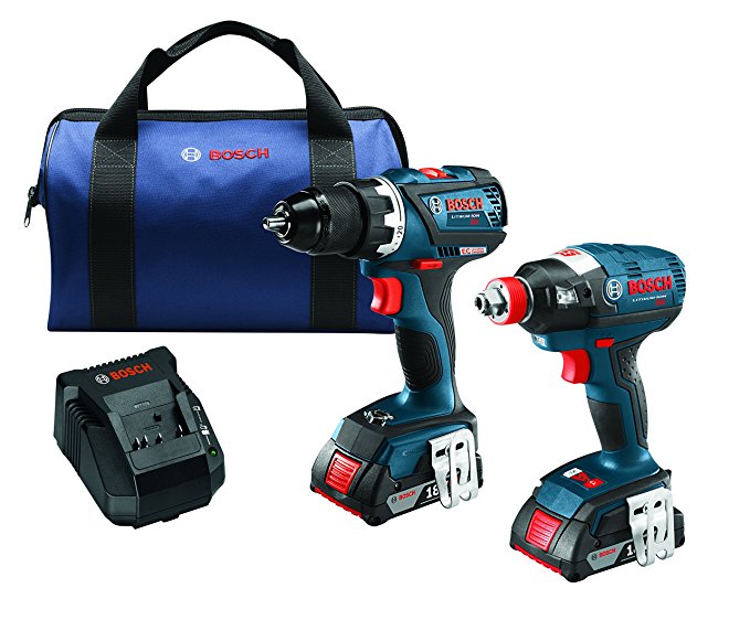 Bosch 18 V 2-Tool Combo Kit with EC Brushless 1/4 In. and 1/2 In. Socket-Ready Impact Driver and EC Brushless Compact Tough 1/2 In. Drill/Driver CLPK238-181