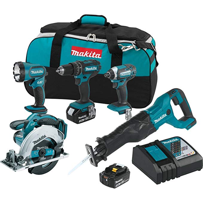 Makita XT505 18V LXT Lithium-Ion Cordless Combo Kit, 5 Piece