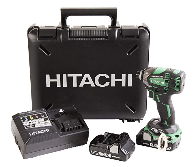 Hitachi WH18DBDL2 18V Pro Brushless Cordless Lithium Ion Triple Hammer Impact Driver Kit, 4 Speed Settings, 1,832 in/lbs Torque, Fast Charger w/USB Port, IP 56 Rated, 2-3.0 Ah Compact Batteries