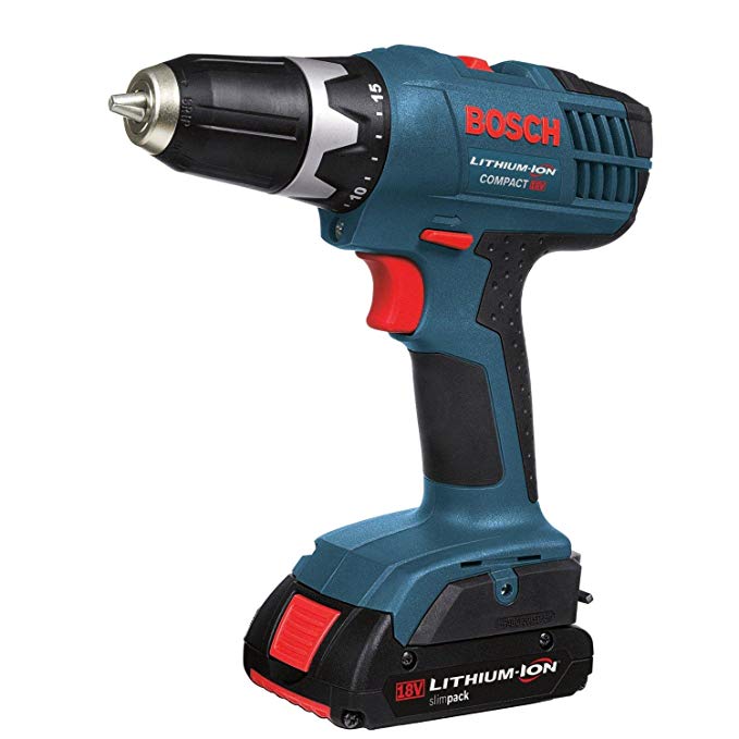 Bosch DDB180-02 18-Volt Lithium-Ion 3/8-Inch Cordless Drill/Driver Kit with 2 Batteries, Charger and Case