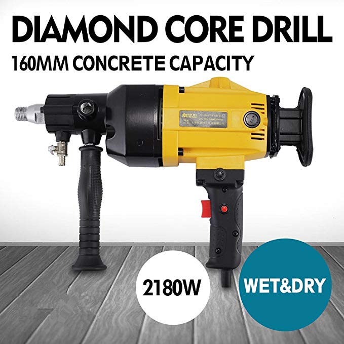 Happybuy Diamond Core Drilling Machine 6 Inch 160 mm Handheld Diamond Core Drill Rig Variable Speed Wet Dry Core Drill Rig for Diamond Concrete Drilling Boring