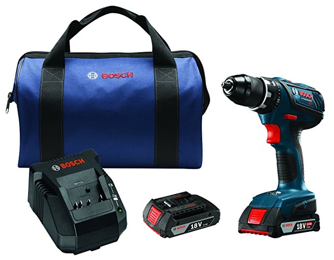 Bosch 18V Compact Tough ½ In. Drill/Driver Kit DDS181A-02 with SlimPack Batteries