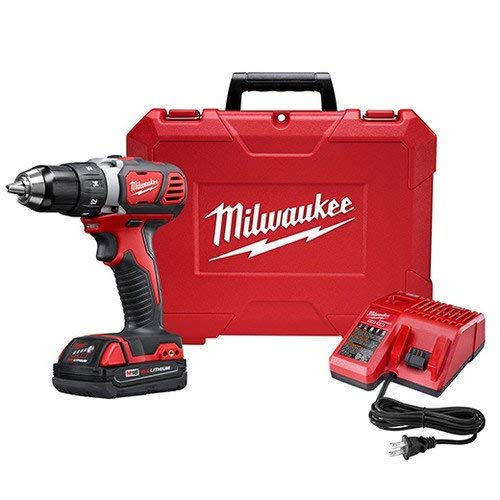 Milwaukee M18 18V Lithium-Ion 1/2 Inch Cordless Drill Driver Compact Kit 2606-21CT