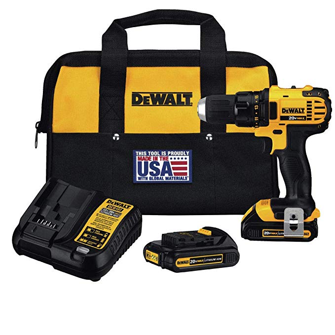 Dewalt DCD780C2R Factory-Reconditioned 20V MAX Cordless Lithium-Ion Compact Drill Driver Kit, 1/2