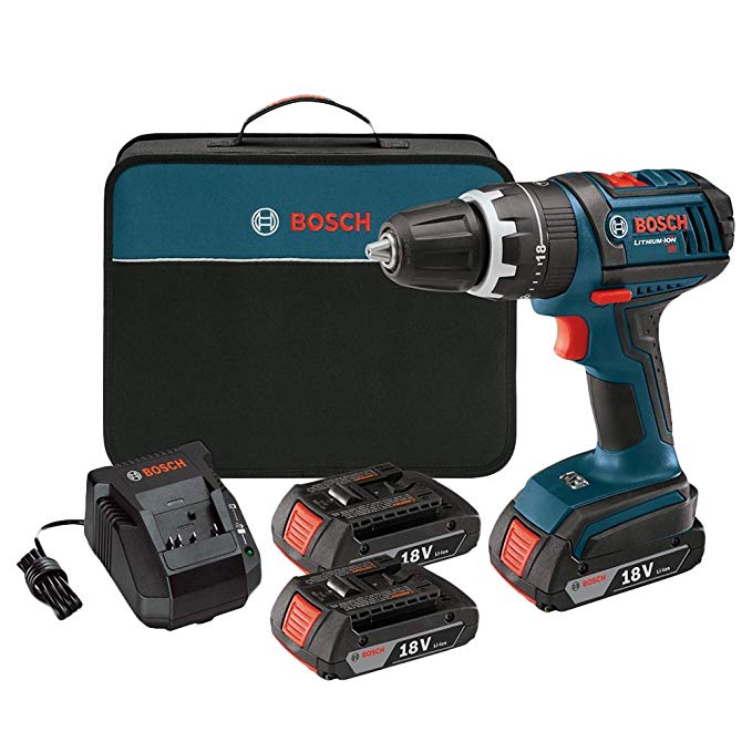 Bosch DDS18102RT 18V Cordless Lithium-Ion Compact Tough 1/2 in. Drill Driver with 2 Slim Pack HC Batteries (Certified Refurbished)