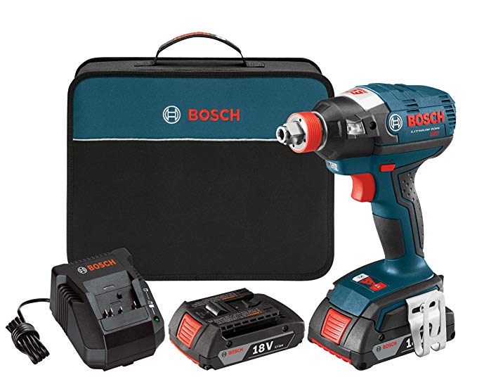 Bosch IDH182-02 18-Volt Brushless Socket Ready (1/4-Inch Hex, 1/2-Inch Square) Impact Driver with (2) 2.0Ah Batteries, Charger and Case