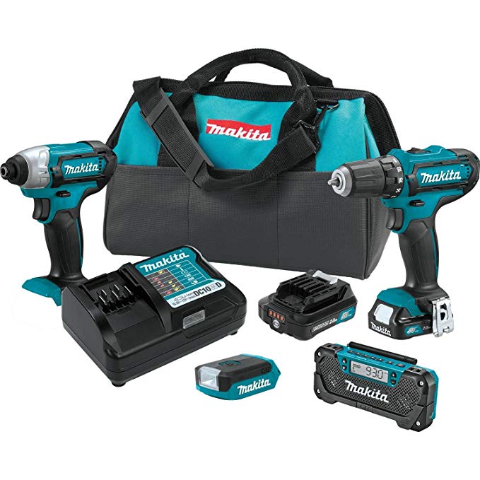 Makita CT409R 2.0 Amp 12V max CXT Lithium-Ion Cordless 4-Pc. Combo Kit