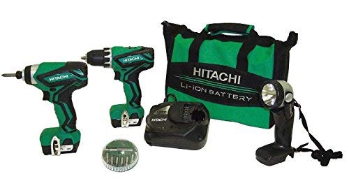 Hitachi KC10DFL2 12-Volt Peak Cordless Lithium Ion Driver Drill and Impact Driver Combo Kit (Lifetime Tool Warranty)