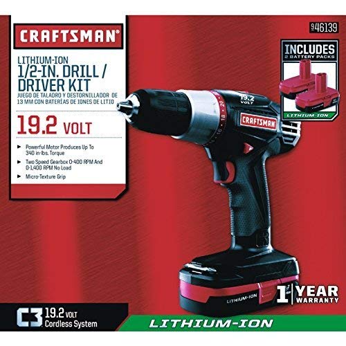 Craftsman C3 Lithium Drill Kit with Batteries