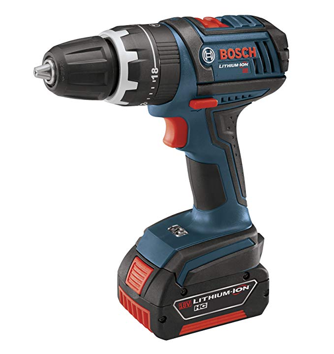 Bosch HDS181-01 18-Volt Lithium-Ion 1/2-Inch Compact Tough Hammer Drill/Driver Kit with 2 High Capacity Batteries, Charger and Case