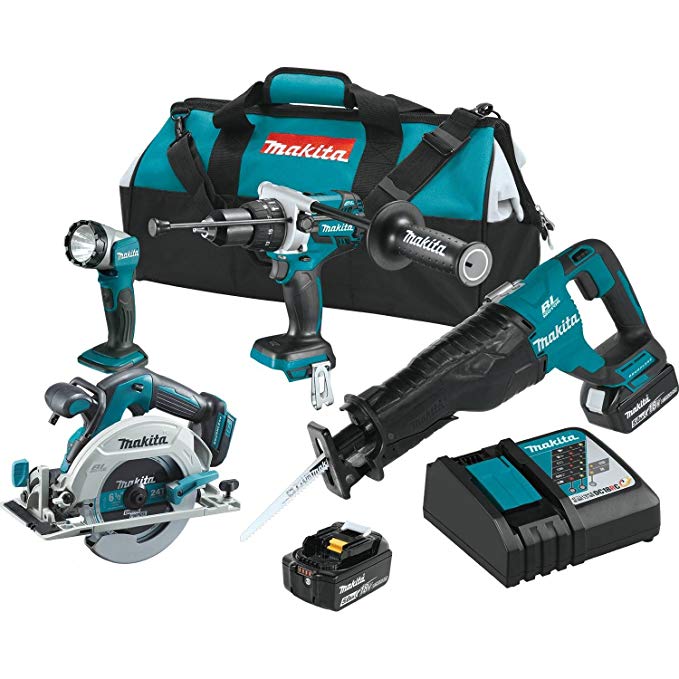 Makita XT448T 5.0 Ah 18V LXT Lithium-Ion Brushless Cordless Combo Kit (4 Piece)