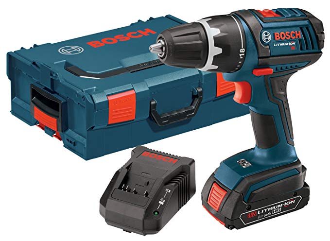 Bosch DDS181-102L 18-Volt Lithium-Ion 1/2-Inch Compact Tough Drill/Driver Kit with High Capacity Battery, Charger and L-BOXX-2