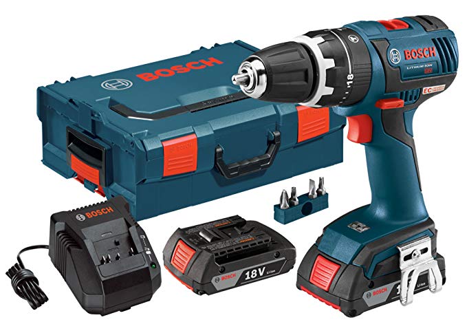 Bosch HDS182-02L 18-volt Brushless 1/2-Inch Compact Tough Hammer Drill/Driver with 2.0Ah Batteries, Charger and L-Boxx-2