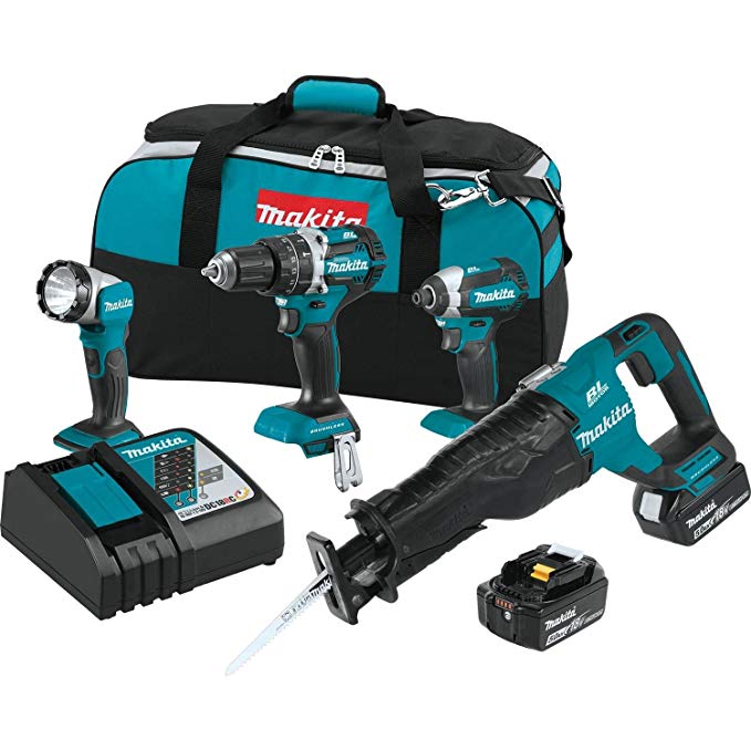 Makita XT447T 18V LXT Lithium-Ion Brushless Cordless Combo Kit (4 Piece)